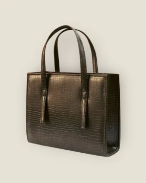Black Croc-Embossed Handbag